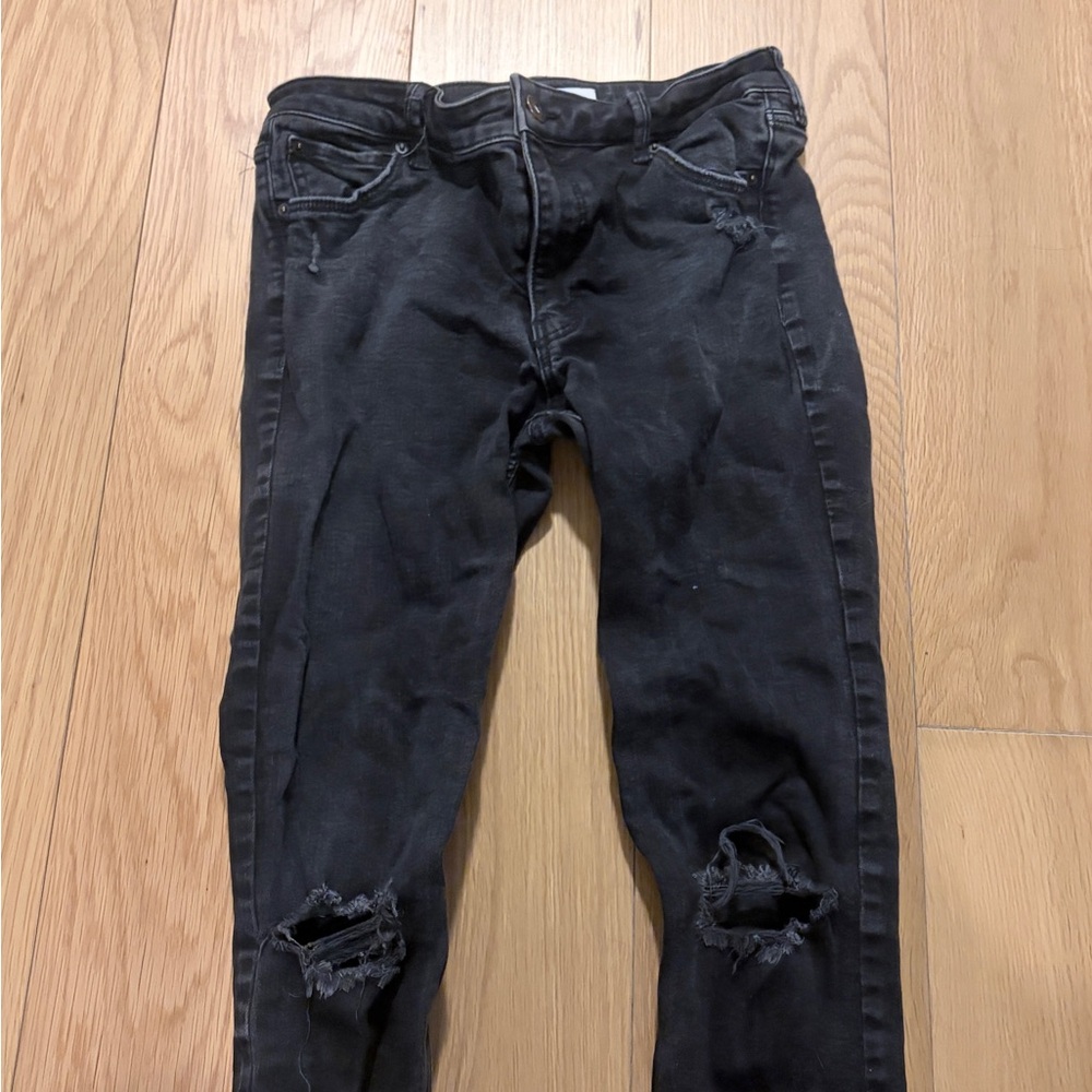 Bershka Black ripped Women Jeans